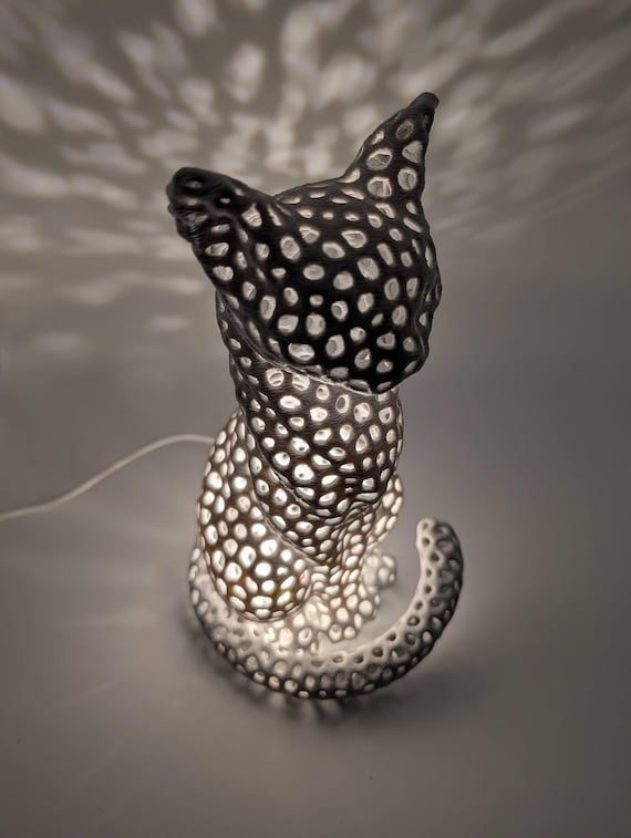 Boho Cat Accent Lamp, many colors available, Geometric Nursery Night Light, Geometric Pet Statue, Gift for Cat, shown in listing image 7 with additional visible details or options.