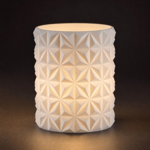 PrismGlow Geometric LED Tealight, Faceted Star Night Light, Modern Table Accent Lamp, 30 Standard Colors