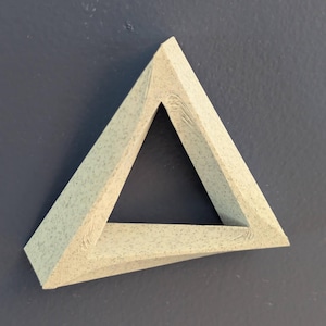 Penrose Triangle Wall Art, Optical Illusion Decor, 3D Geometric Sculpture, Impossible Triangle, Math Teacher Gift