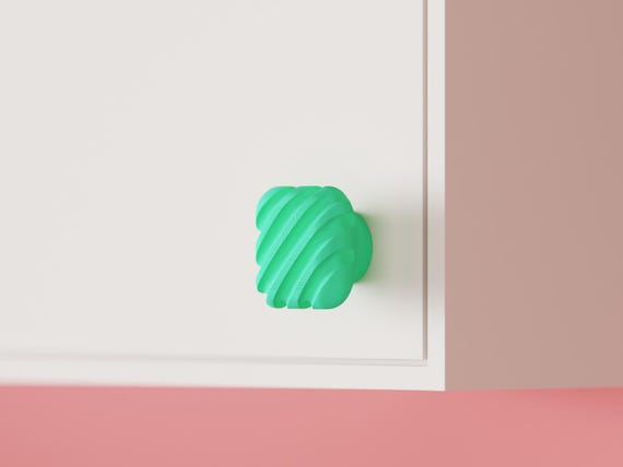 Reedturn Ribbed Cabinet Knob, Matte Drawer Pull, Modern Furniture Hardware