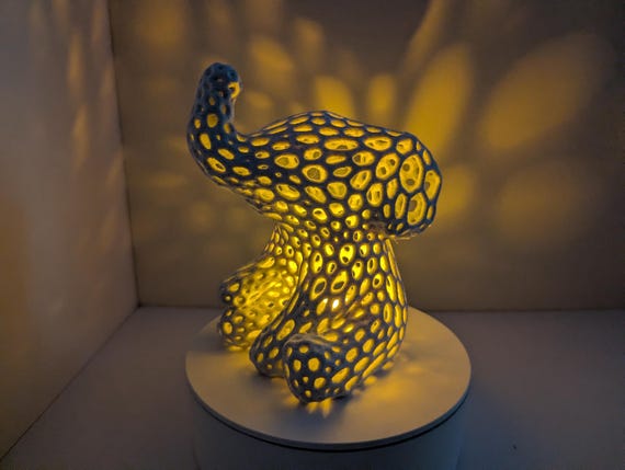 Voronoi Elephant Accent Lamp: Modern Nursery Decor, Whimsical Desk Lamp, shown in listing image 5 with additional visible details or options.