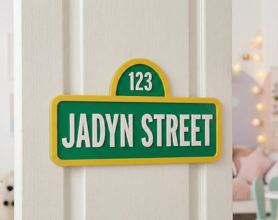 Personalized Street Sign for Kids Room, Custom Name Door Plaque