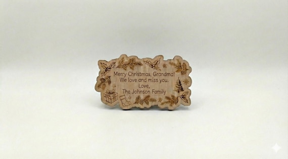 ADD-ON ONLY Wood Gift Message Personalized Note - Engraved Wood Tag - Custom Gift Card - Wood Magnet Gift, shown in an additional close-up listing view with visible shape and details.