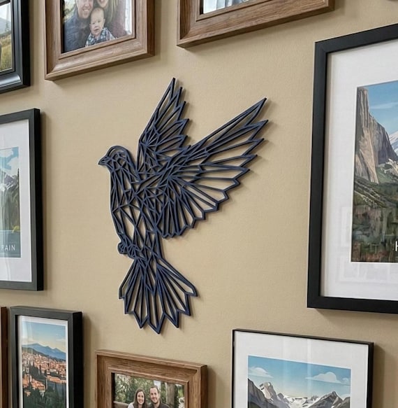 Geometric Flying Dove Wall Art: 1/2" thick relief art, multiple colors, ready to hang, shown in listing image 7 with additional visible details or options.