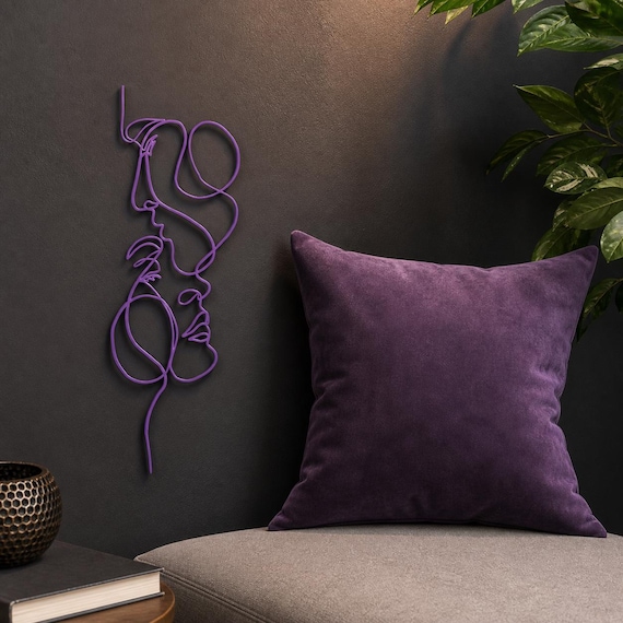 Mother and Child wall art in Purple in a contrasting showcase room