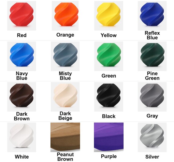 Weatherproof pot color reference showing Red, Orange, Yellow, Reflex Blue, Navy Blue, Misty Blue, Green, Pine Green, Dark Brown, Dark Beige, Black, Gray, White, Peanut Brown, Purple, and Silver.