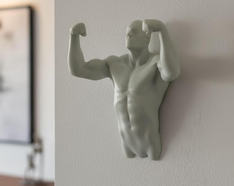 Muscular Man Wall Art: Bicep Sculpture - Home Gym Decor