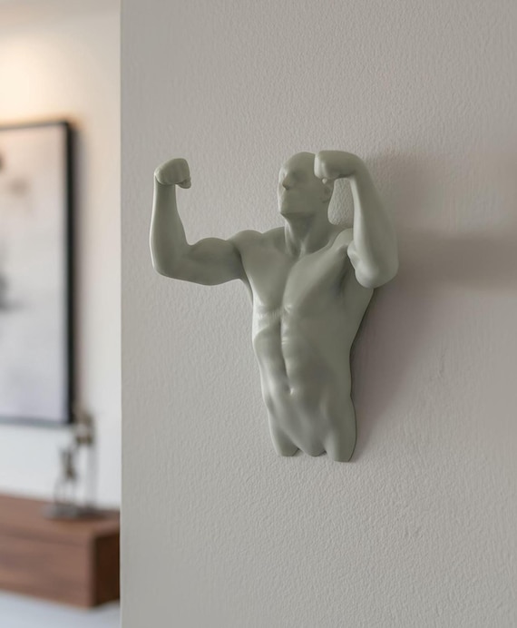 Muscular Man Wall Art: Bicep Sculpture - Home Gym Decor