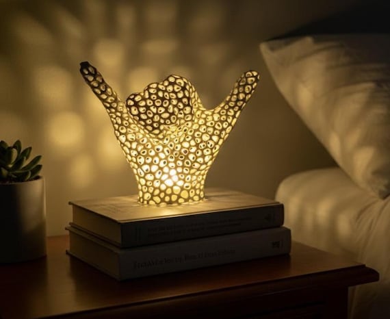 ASL I Love You & Shaka Sign Accent Lamp: Custom Color Ambiance Light