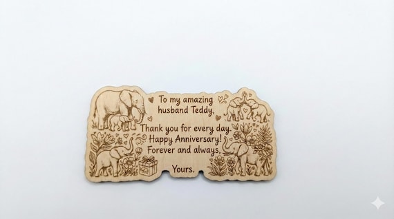 ADD-ON ONLY Wood Gift Message Personalized Note - Engraved Wood Tag - Custom Gift Card - Wood Magnet Gift, shown in another listing view highlighting visible design details.
