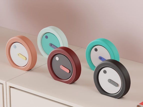 Orbitmark Moving Face Clock, Modern Matte Timepiece, Colorful Home Decor, Housewarming Gift