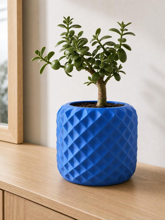 FacetNest Diamond Planter, Geometric Indoor Plant Pot, Sculptural Succulent and Cactus Planter, 2 Sizes, 30 Colors