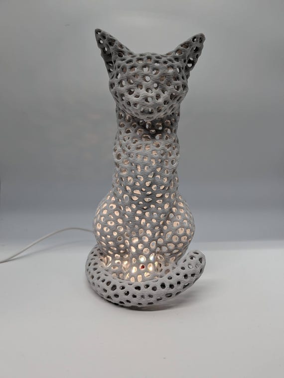 Boho Cat Accent Lamp, many colors available, Geometric Nursery Night Light, Geometric Pet Statue, Gift for Cat, shown in another listing view highlighting visible design details.