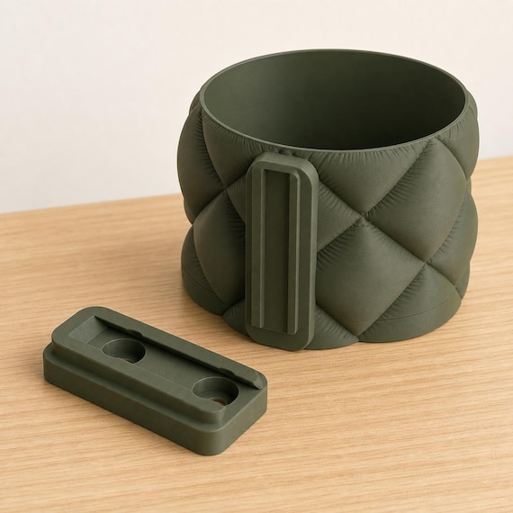 Rear close-up of the QuiltHaven wall-mount rail and matching two-hole mounting plate