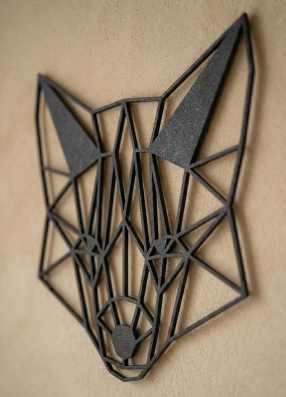 Geometric Fox Head Wall Art: 1/2" thick relief art, multiple colors, ready to hang, shown in an additional close-up listing view with visible shape and details.