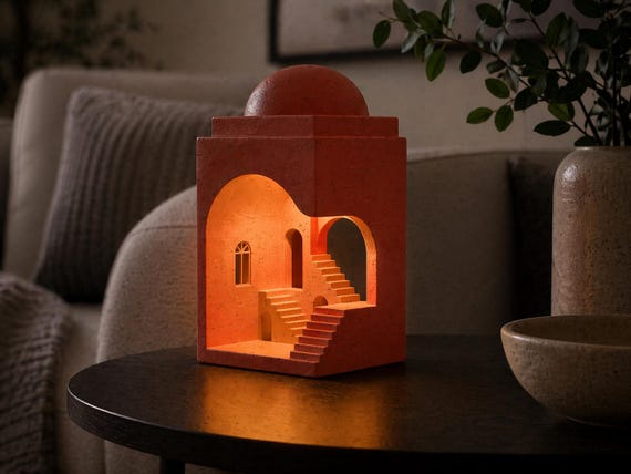 Archway Lamp – Marble Textured Architectural Table Light, USB LED or Battery Tea Light, shown in another listing view highlighting visible design details.