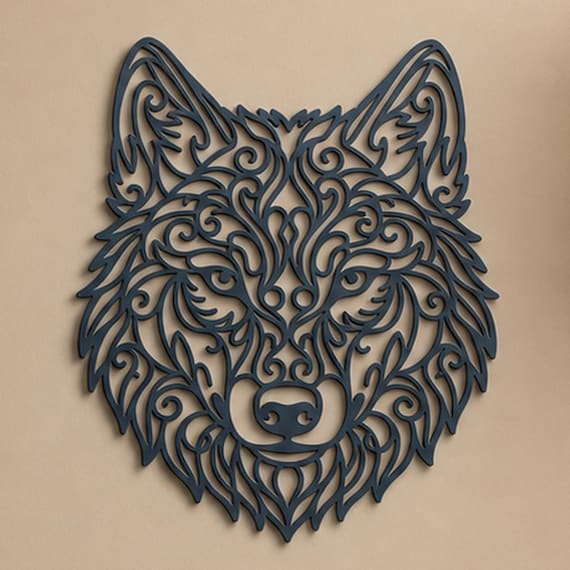 Wolf Head Filigree Wall Art, Ornate Animal Wall Decor, 12 Inch Unframed Sculpture