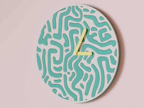 Flowmaze Wall Clock, Modern Matte Timepiece, Colorful Home Decor, Housewarming Gift