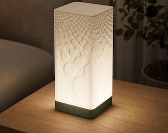 LumaRelief Ambient Table Lamp, Organic Texture Night Light, USB or Flameless Tealight, 6 Heights, 6 Colorways