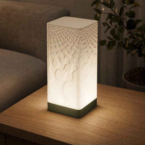 LumaRelief Ambient Table Lamp, Organic Texture Night Light, USB or Flameless Tealight, 6 Heights, 6 Colorways