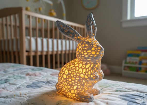 Voronoi Bunny Lamp - Multiple Sizes - Woodland Nursery Night Light, shown in another listing view highlighting visible design details.