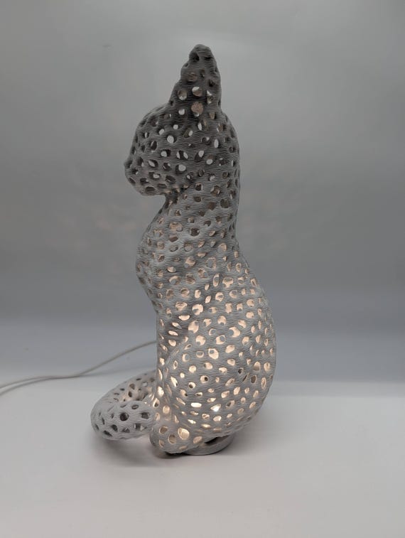 Boho Cat Accent Lamp, many colors available, Geometric Nursery Night Light, Geometric Pet Statue, Gift for Cat, shown in listing image 5 with additional visible details or options.