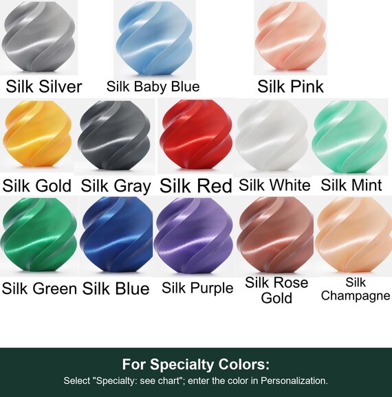 Silk color swatch for glossy Emberveil color choices. For Specialty Colors: Select "Specialty: see chart"; enter the color in Personalization.