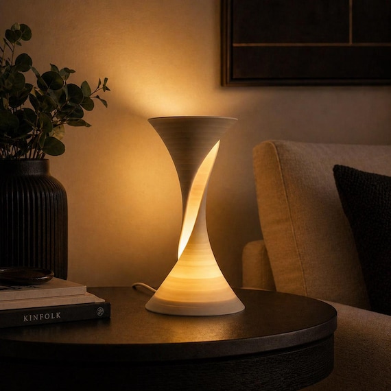 Aurelia Twist Lamp – Sculptural Accent Light, Dimmable USB or Tea Light Glow