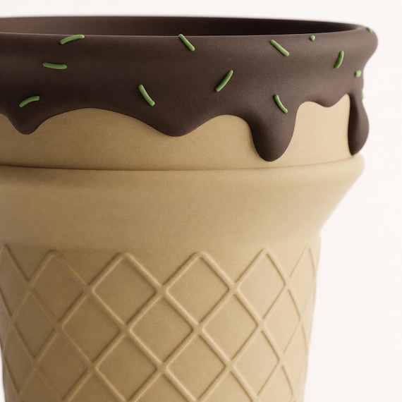Macro close-up of the Chocolate Mint drip band, sprinkles, and waffle lattice