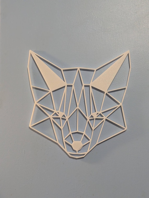Geometric Fox Head Wall Art: 1/2" thick relief art, multiple colors, ready to hang, shown in another listing view highlighting visible design details.