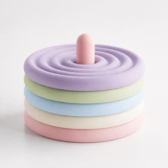 AxisRipple Stacking Coaster Set, Concentric Ring Drink Coasters with Holder, Futuristic Desk Decor