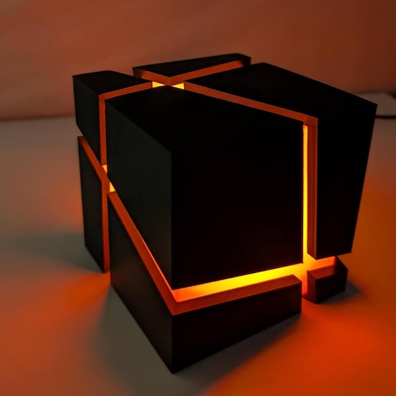 RiftGlow Cube Lamp, Custom Two Tone LED Light, USB Powered Geometric Night Light, Gamer Room Decor, Many Colors