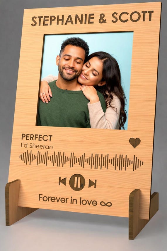 Custom Song Plaque with Photo Slot – Personalized Music Frame Gift for Couples, shown in an additional close-up listing view with visible shape and details.