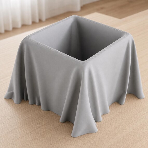 Elevated close-up of an empty Ash Gray VeilCove planter showing its square inner cavity