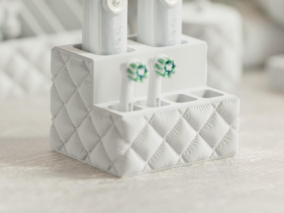 Close-up of the QuiltedCloud solo and duo electric toothbrush organizers