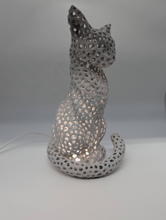 Boho Cat Accent Lamp, many colors available, Geometric Nursery Night Light, Geometric Pet Statue, Gift for Cat, shown in listing image 4 with additional visible details or options.
