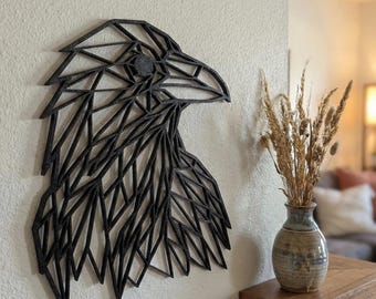 Geometric Raven Wall Art: 1/2" thick relief art, multiple colors, ready to hang