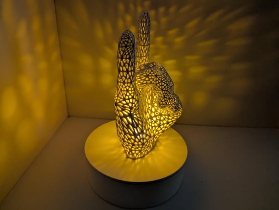 Voronoi Rock On Hand Accent Lamp: Music Room Decor, Custom Color Options, shown in listing image 5 with additional visible details or options.