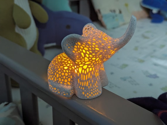 Boho Elephant Accent Lamp, Geometric Nursery Night Light, Wildlife Home Decor, Zen Gift, Elephant Lover Decor, Unique, shown in an additional close-up listing view with visible shape and details.