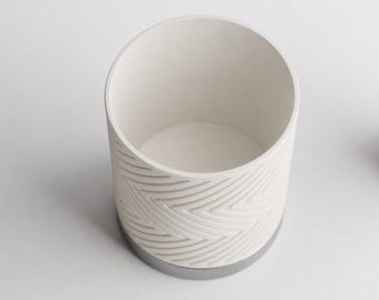 GleamRidge Two Tone Planter, Chevron Indoor Plant Pot with Silk Finish Base, Modern Succulent Holder, 4 Sizes, 8 Colorways