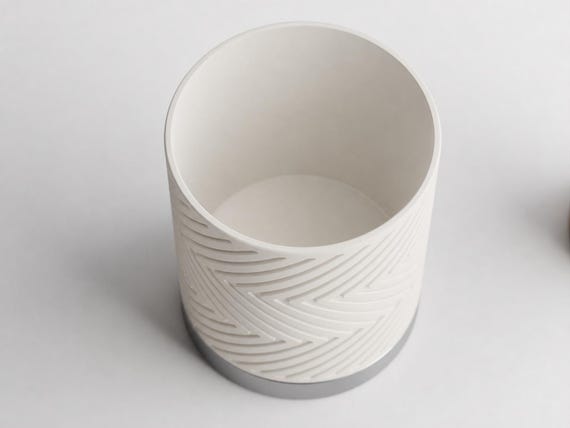 GleamRidge Two Tone Planter, Chevron Indoor Plant Pot with Silk Finish Base, Modern Succulent Holder, 4 Sizes, 8 Colorways