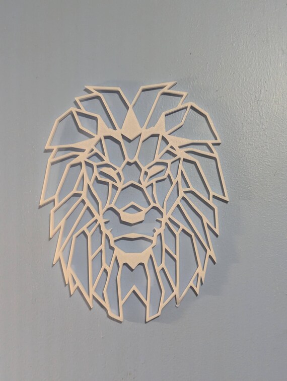 Geometric Lion Head: 1/2" thick relief art, multiple colors, ready to hang, shown in another listing view highlighting visible design details.