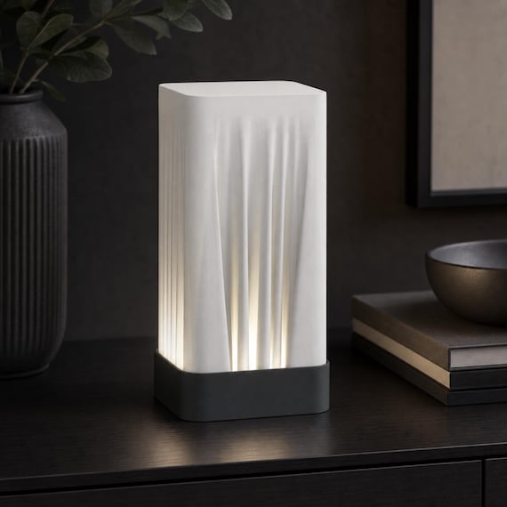 Monochrome Cloud Woven Glow desk lamp with Charcoal base and Ash Gray closed-top shade