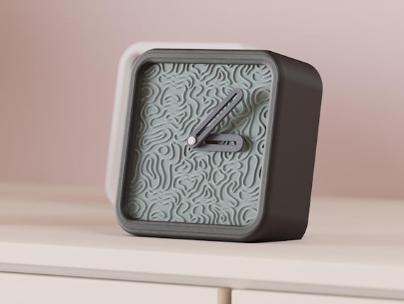 Contourhour Desk Clock, Modern Matte Timepiece, Colorful Home Decor, Housewarming Gift