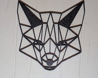 Geometric Fox Head Wall Art: 1/2" thick relief art, multiple colors, ready to hang