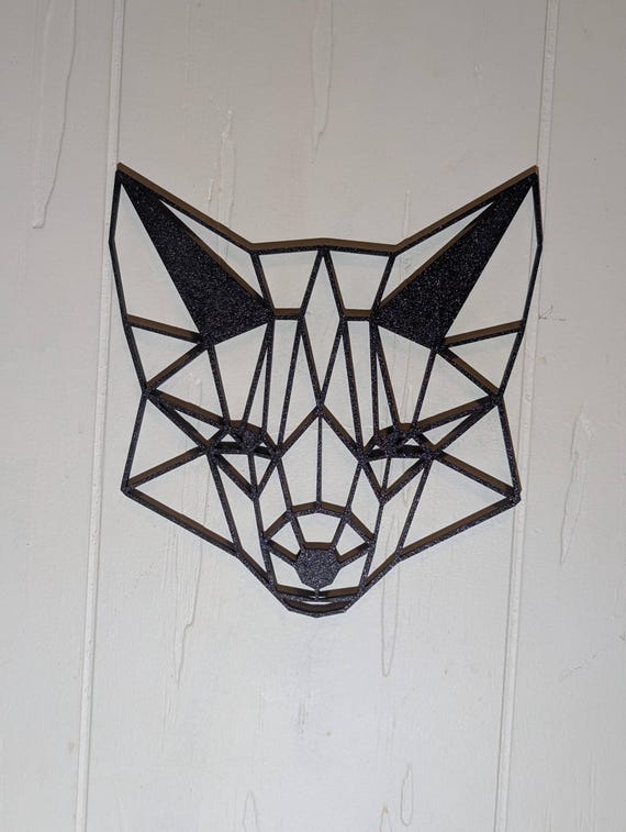 Geometric Fox Head Wall Art: 1/2" thick relief art, multiple colors, ready to hang