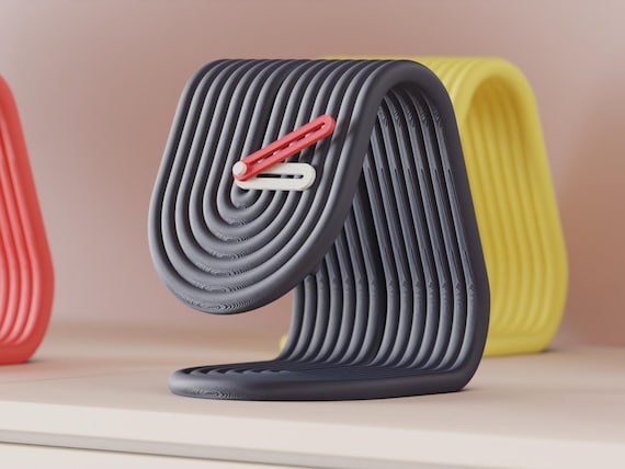 Ribbonrise Sculptural Desk Clock, Modern Matte Timepiece, Colorful Home Decor, Housewarming Gift