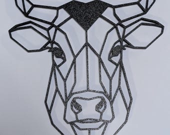 Geometric Bull Wall Art: 1/2" thick relief art, multiple colors, ready to hang