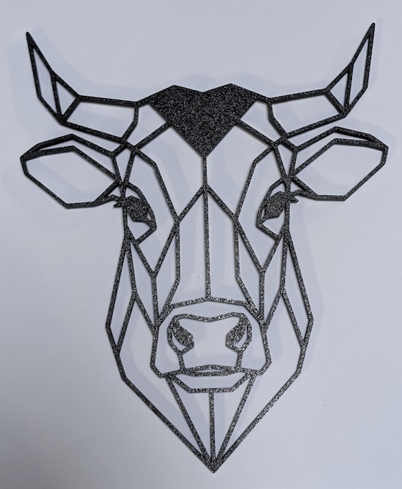 Geometric Bull Wall Art: 1/2" thick relief art, multiple colors, ready to hang