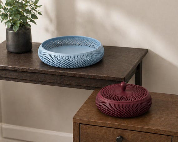 Modern Lattice Catchall Bowl with Optional Lid